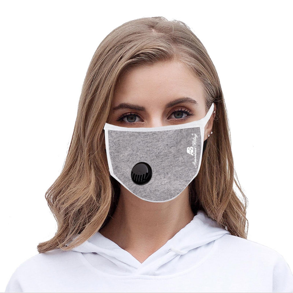 FCM-039R American Bling Single Breathing Valve Fabric Face Mask Double Layer with Adjustable Nose Clip 1PC Pack