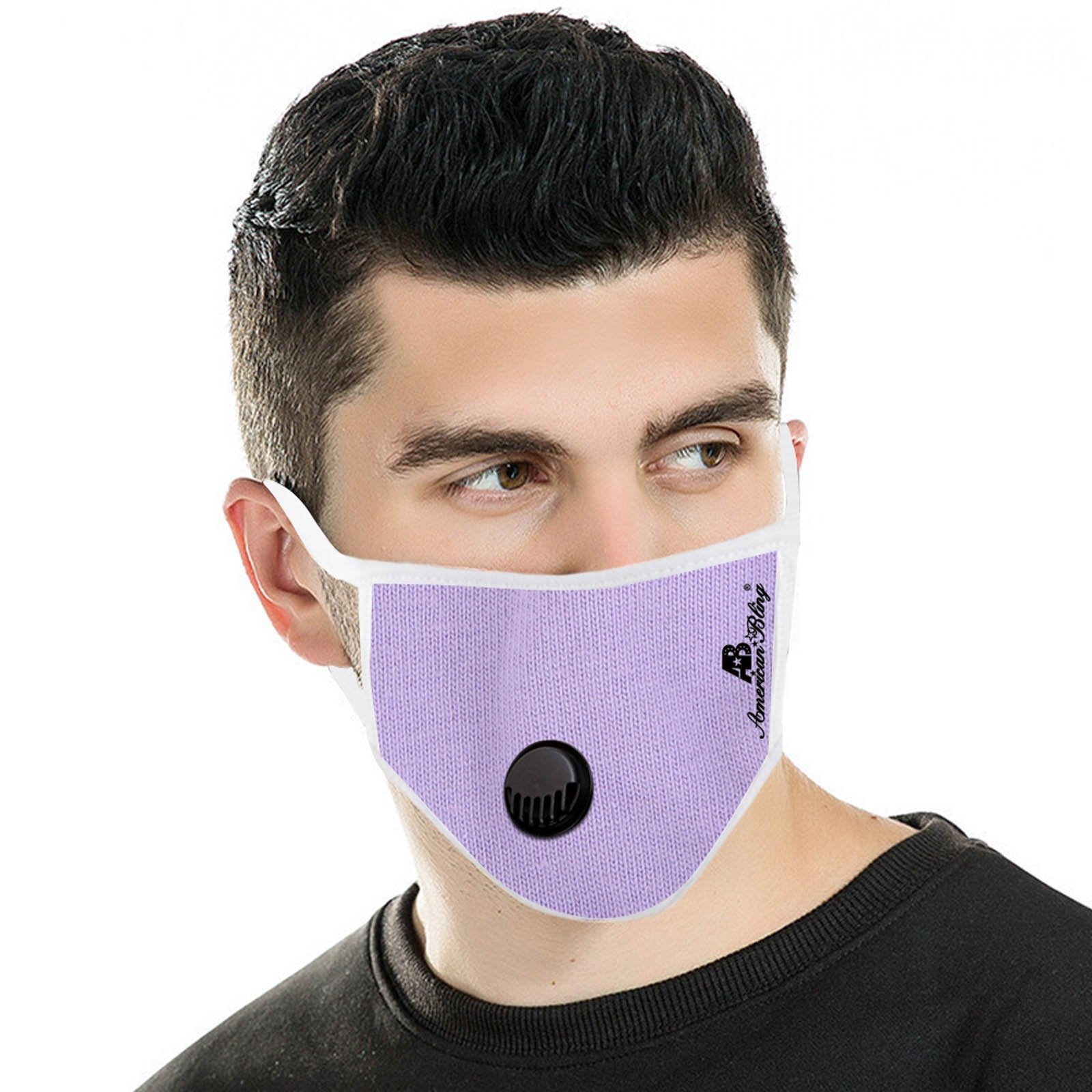 FCM-039R American Bling Single Breathing Valve Fabric Face Mask Double Layer with Adjustable Nose Clip 1PC Pack