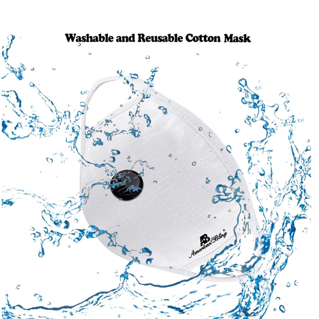 FCM-039R American Bling Single Breathing Valve Fabric Face Mask Double Layer with Adjustable Nose Clip 1PC Pack