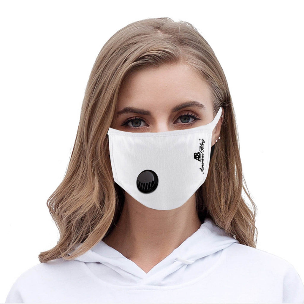 FCM-039R American Bling Single Breathing Valve Fabric Face Mask Double Layer with Adjustable Nose Clip 1PC Pack