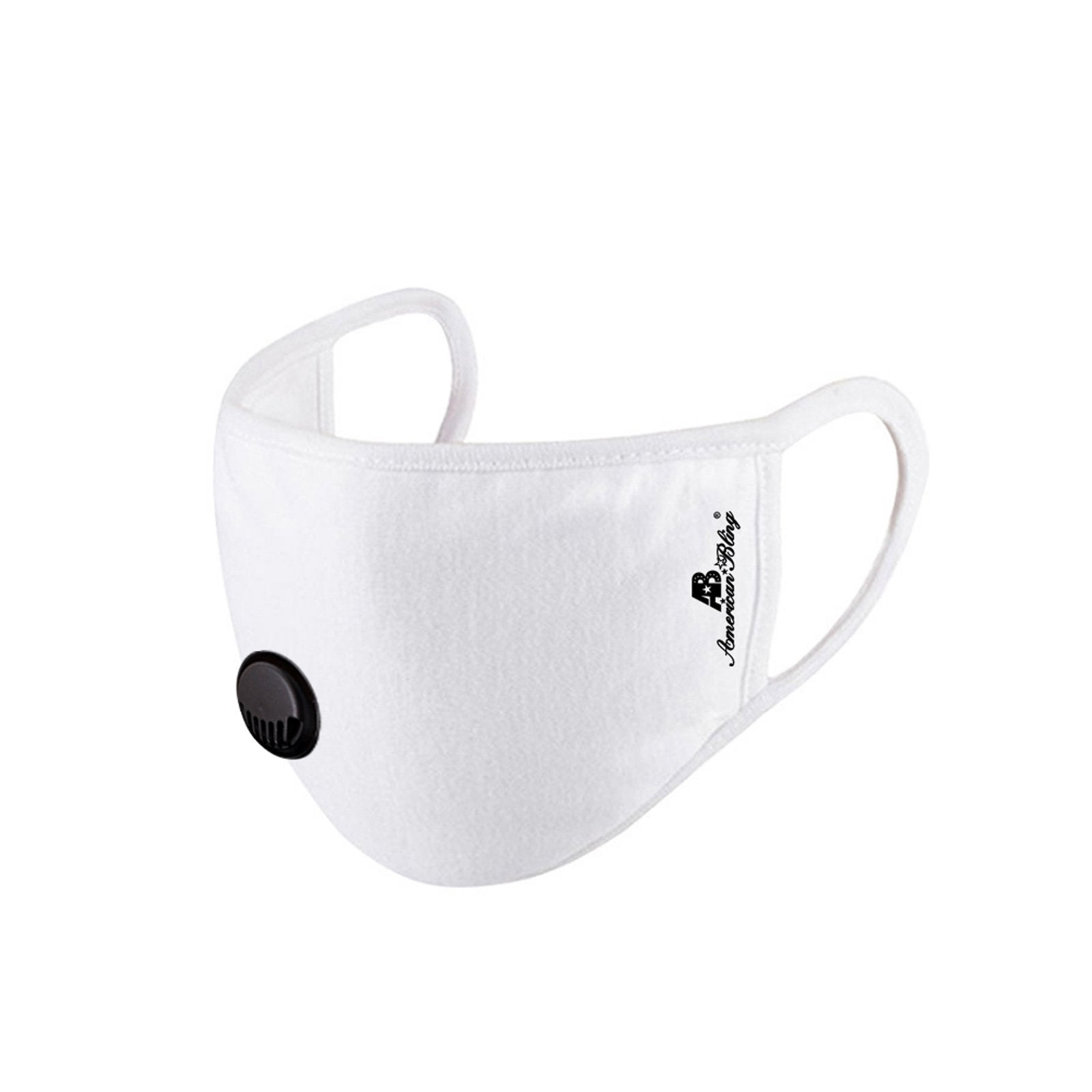 FCM-039R American Bling Single Breathing Valve Fabric Face Mask Double Layer with Adjustable Nose Clip 1PC Pack
