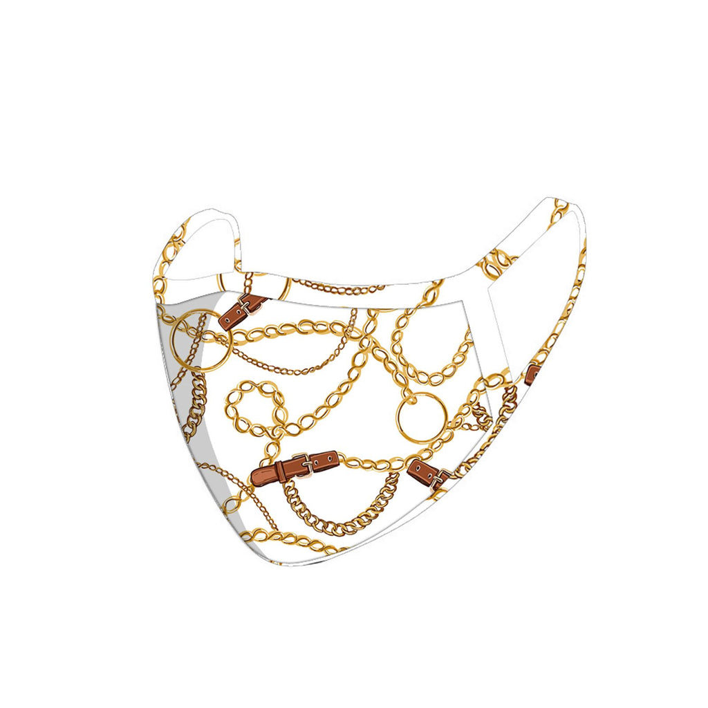 FCM-041 American Bling  White Chain Print Cloth face Mask 1Pcs