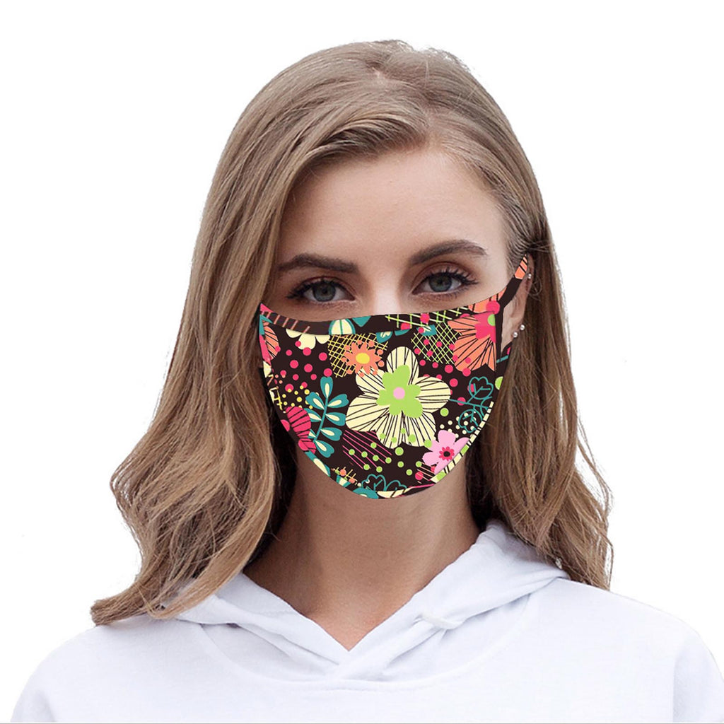 FCM-043 American Bling  Multi Color Floral Print Cloth face Mask 1Pcs Pack