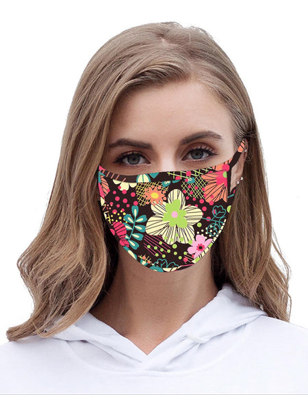 FCM-043 American Bling  Multi Color Floral Print Cloth face Mask 1Pcs Pack