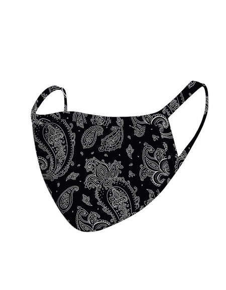 FCM-044  American Bling  Black Paisley Print Cloth face Mask 1Pcs