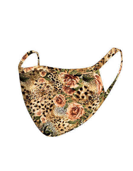 FCM-045  American Bling Leopard Flower Print Cloth Face Mask 1Pcs