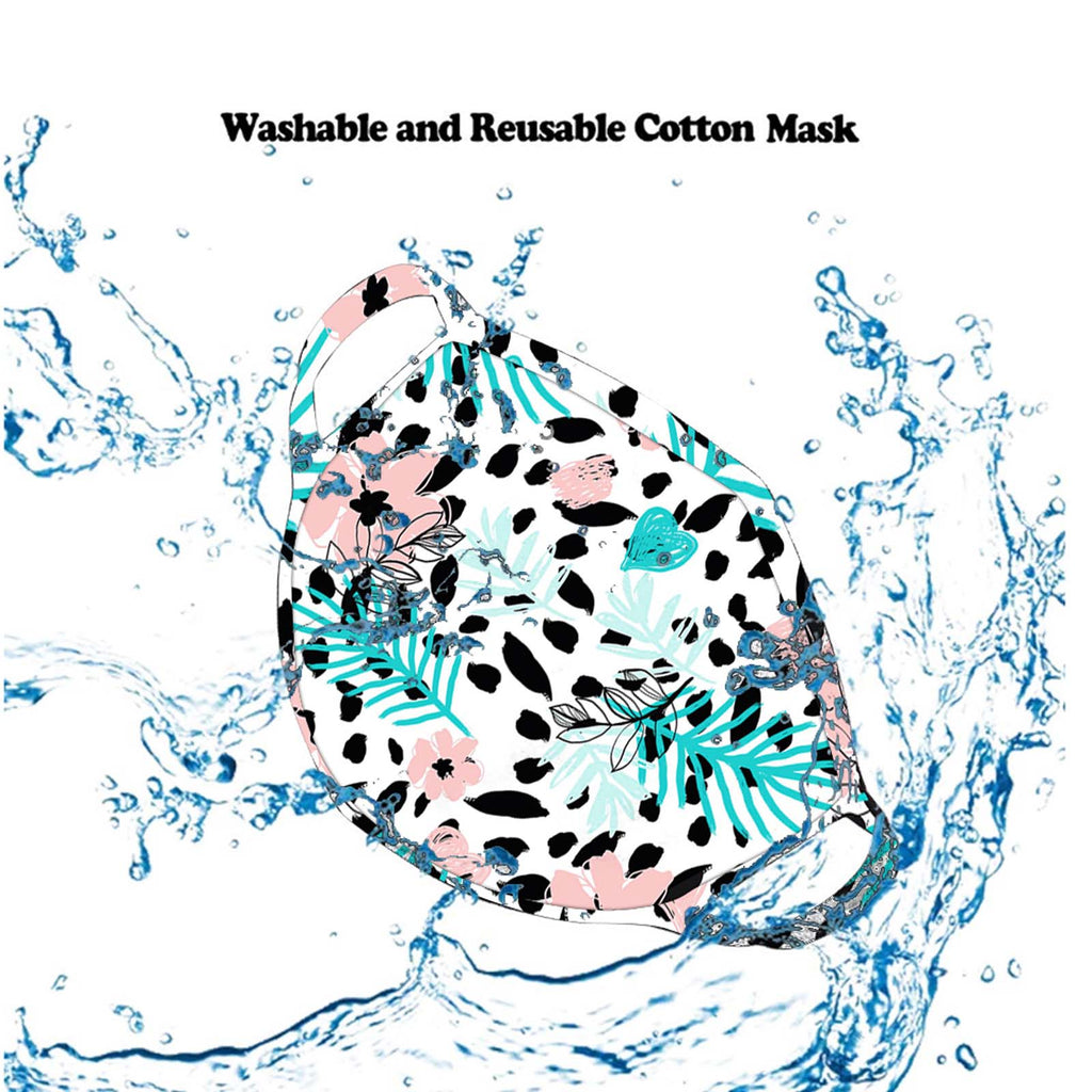 FCM-046  American Bling White Floral Print Cloth Face Mask 1Pcs