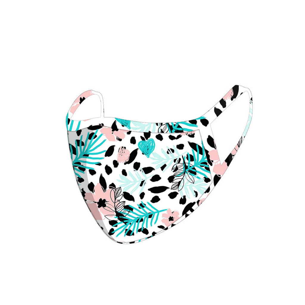 FCM-046  American Bling White Floral Print Cloth Face Mask 1Pcs