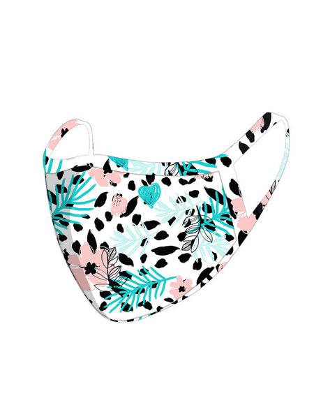 FCM-046  American Bling White Floral Print Cloth Face Mask 1Pcs