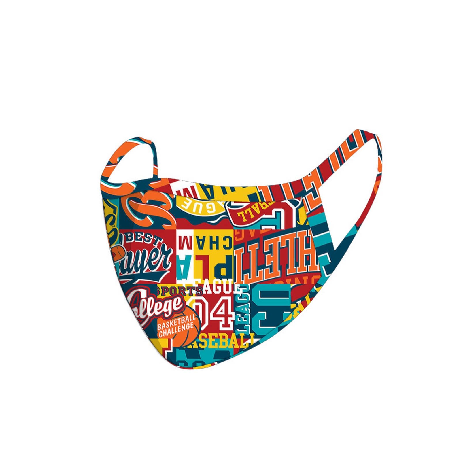 FCM-048  American Bling Multi Color Words Print Cloth Face Mask 1Pcs