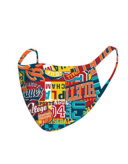 FCM-048  American Bling Multi Color Words Print Cloth Face Mask 1Pcs