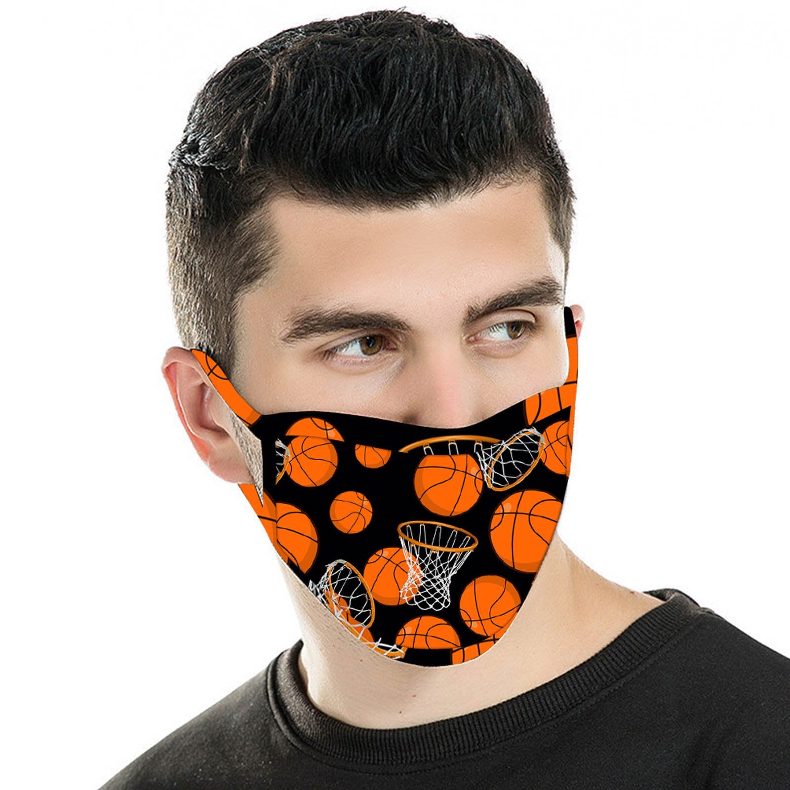 FCM-049 American Bling  Basket Ball and Hoops Print Cloth Face Mask -1Pcs