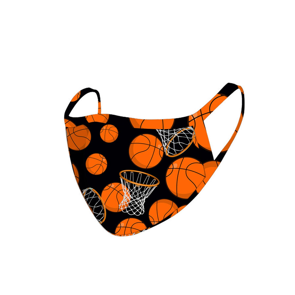 FCM-049 American Bling  Basket Ball and Hoops Print Cloth Face Mask -1Pcs