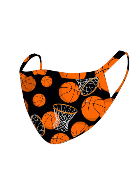 FCM-049 American Bling  Basket Ball and Hoops Print Cloth Face Mask -1Pcs