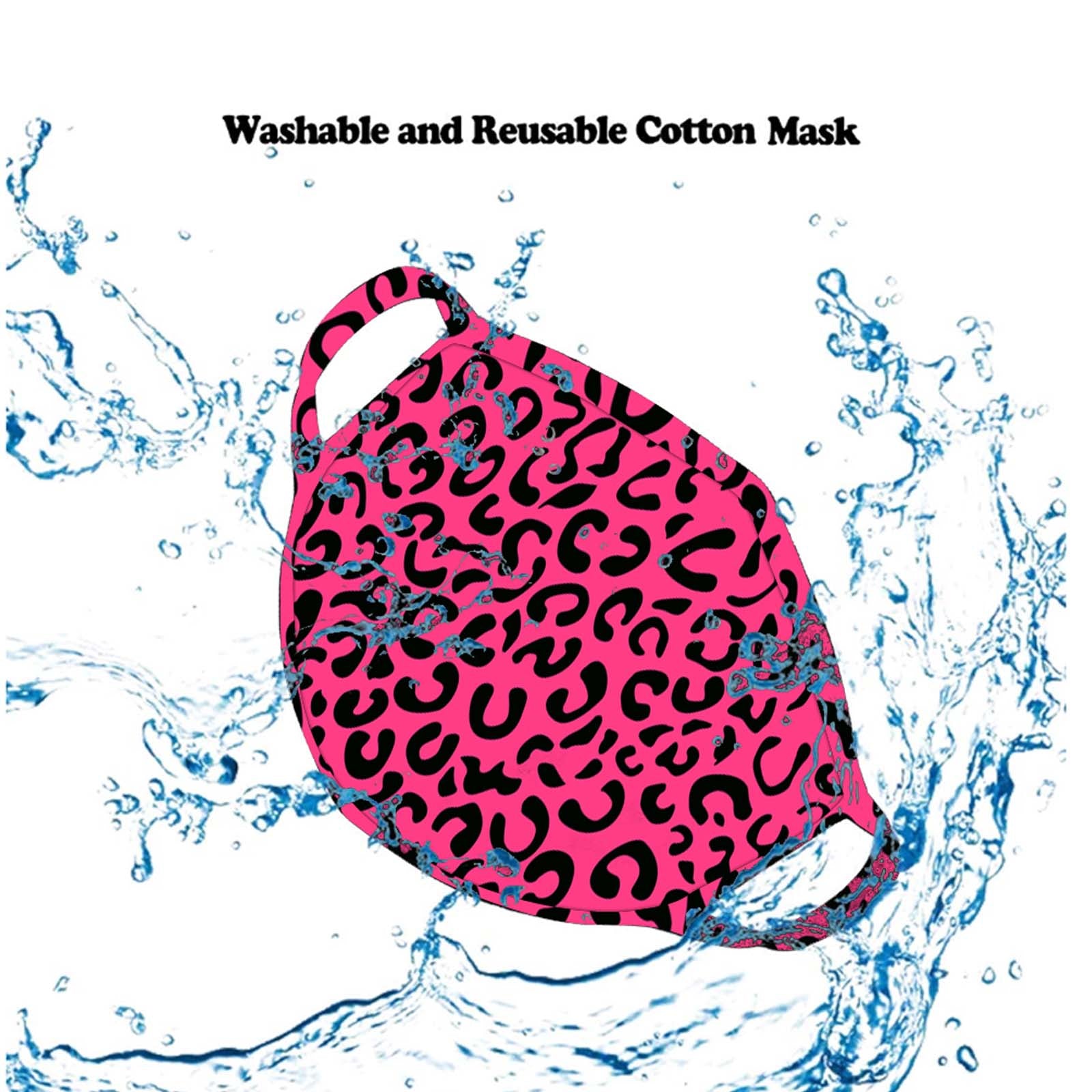 FCM-052  American Bling Hot Pink Leopard Print Cloth face Mask 1Pcs