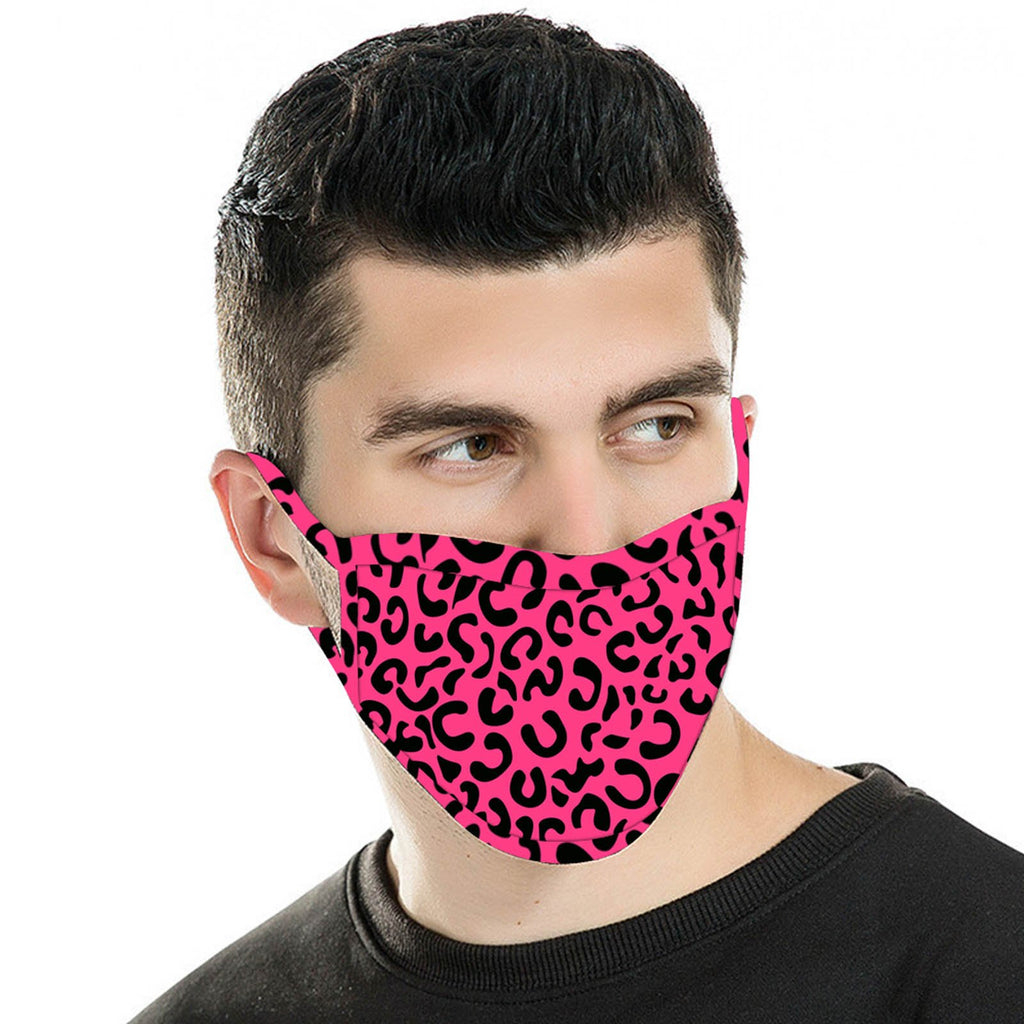 FCM-052  American Bling Hot Pink Leopard Print Cloth face Mask 1Pcs