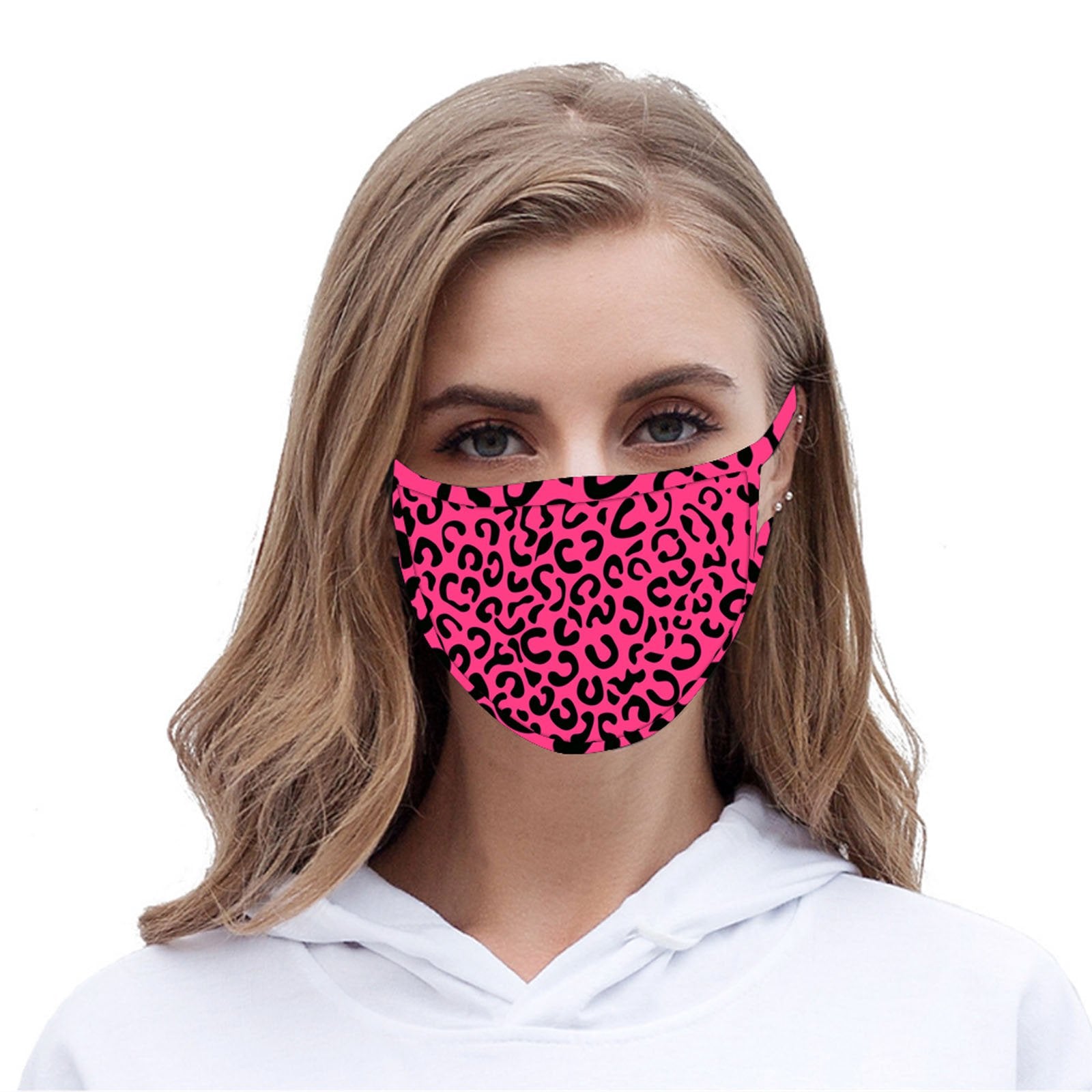 FCM-052  American Bling Hot Pink Leopard Print Cloth face Mask 1Pcs