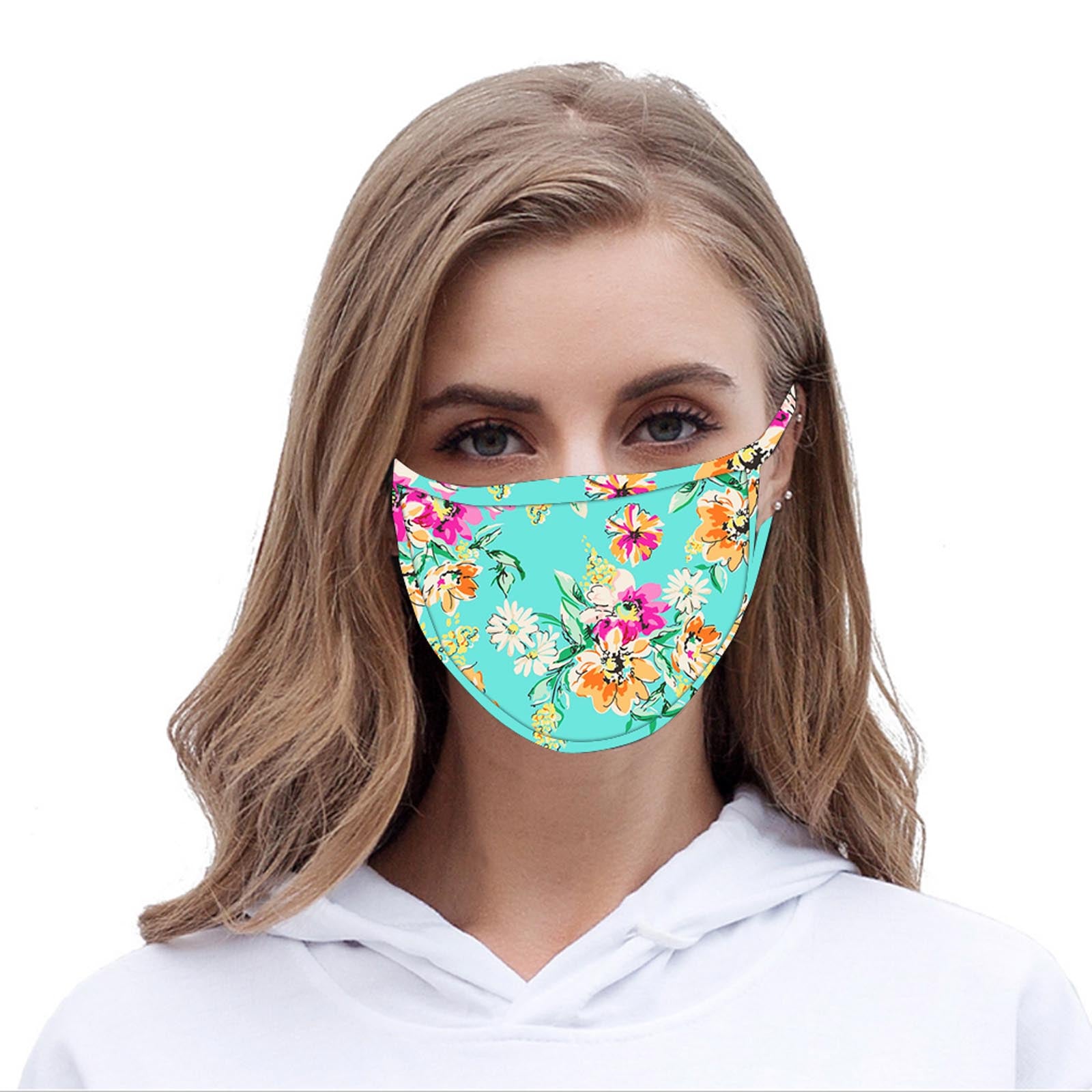 FCM-053  American Bling Floral Print Cloth Face Mask 1Pcs