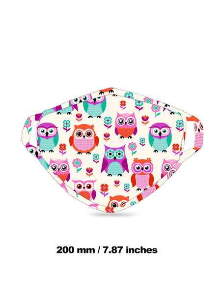 FCM-054  American Bling White Owl Print Cloth Face Mask 1Pcs