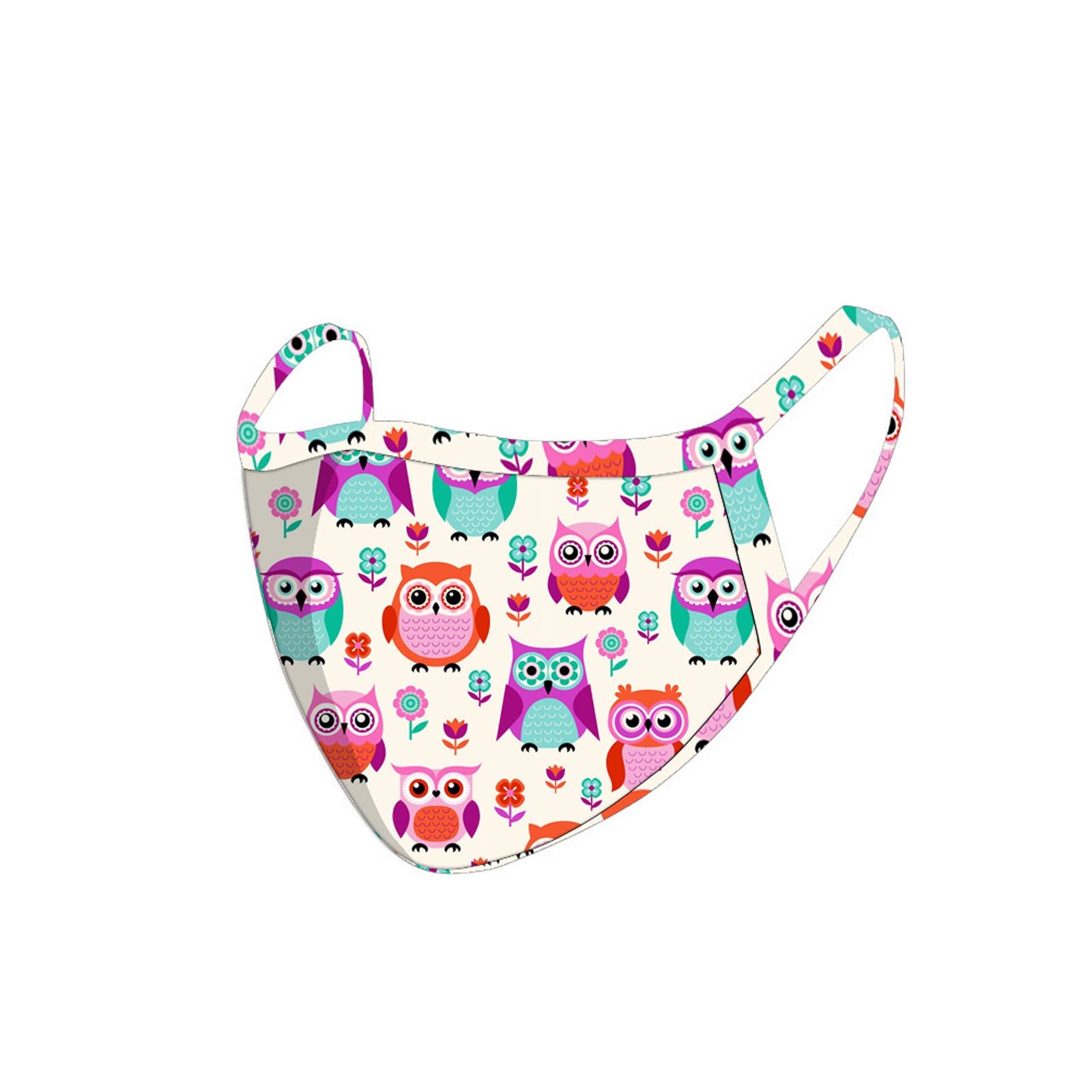 FCM-054  American Bling White Owl Print Cloth Face Mask 1Pcs