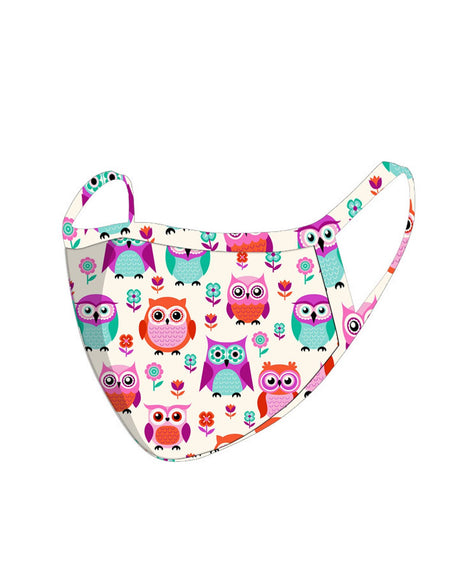 FCM-054  American Bling White Owl Print Cloth Face Mask 1Pcs