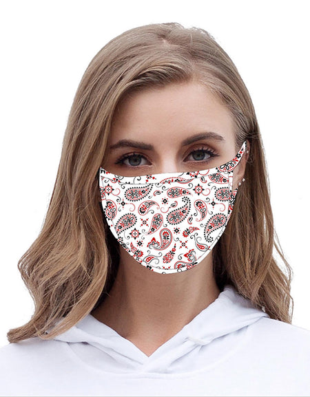 FCM-055 American Bling Paisley Collection Fabric Face Mask Double Layer -1Pcs