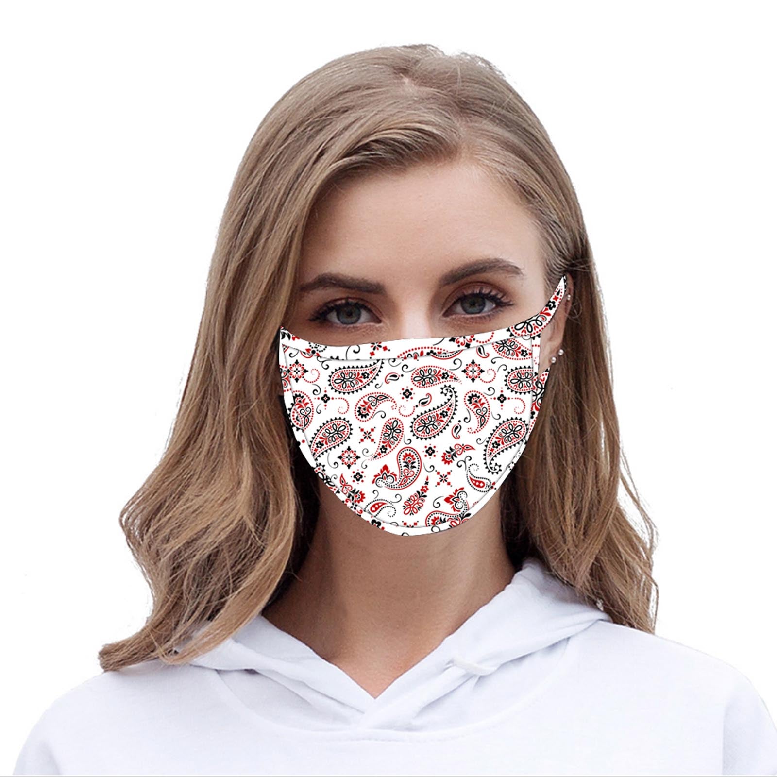 FCM-055 American Bling Paisley Collection Fabric Face Mask Double Layer -1Pcs