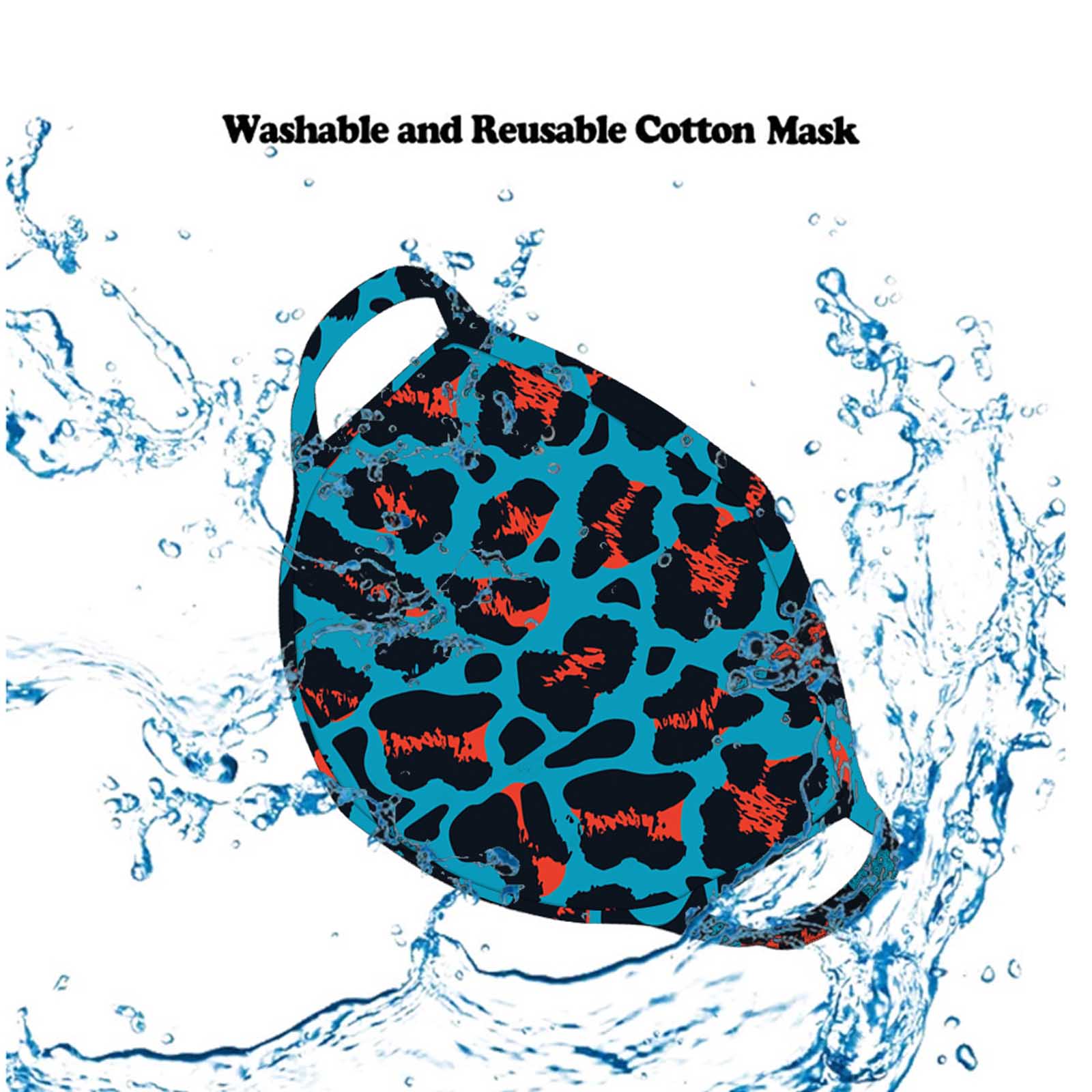 FCM-056  American Bling Blue Leopard Print Cloth Face Mask 1Pcs