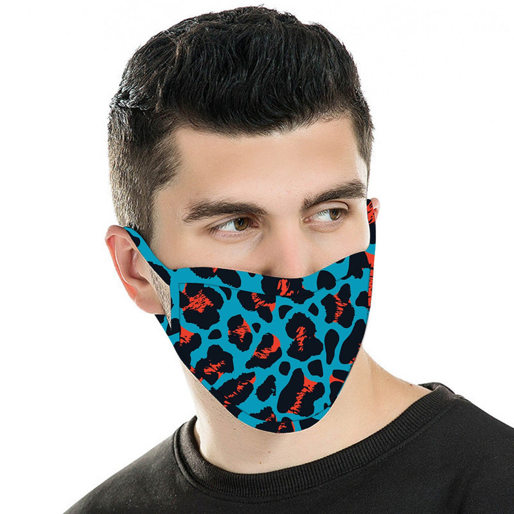 FCM-056  American Bling Blue Leopard Print Cloth Face Mask 1Pcs