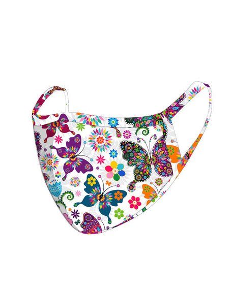 FCM-059  American Bling White Butterfly Print Cloth Face Mask 1Pcs