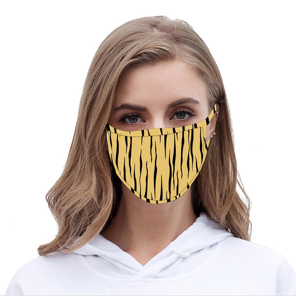 FCM-060 Americam Bling Tan Zebra  Print Cloth face Mask 1Pcs Pack