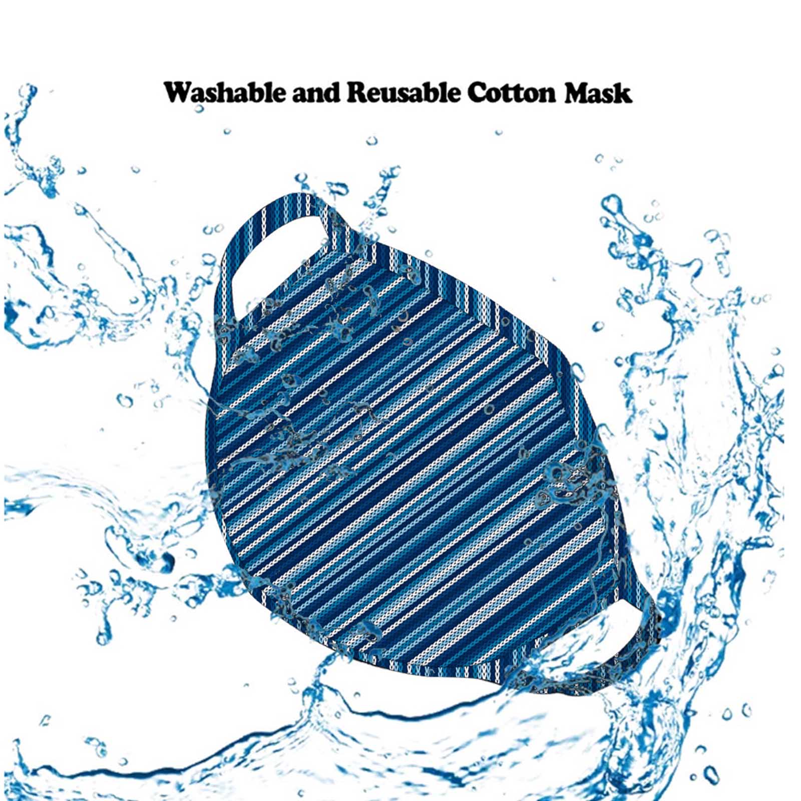 FCM-062  American Bling Blue Stripe Print Cloth Face Mask 1Pcs