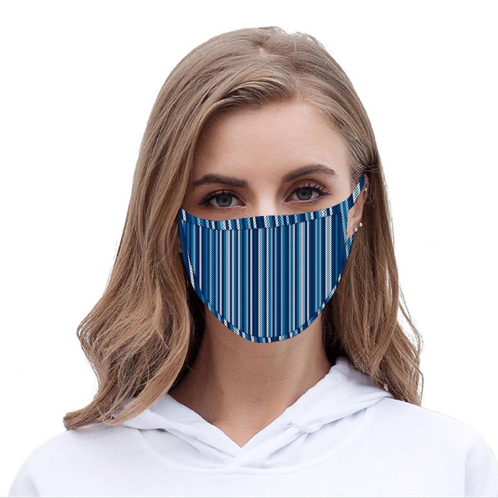 FCM-062  American Bling Blue Stripe Print Cloth Face Mask 1Pcs