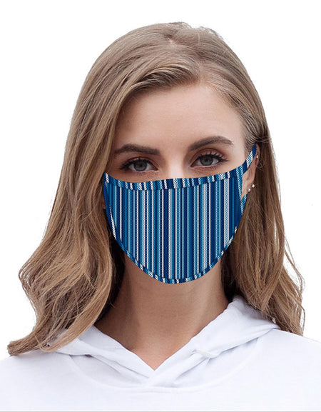 FCM-062  American Bling Blue Stripe Print Cloth Face Mask 1Pcs
