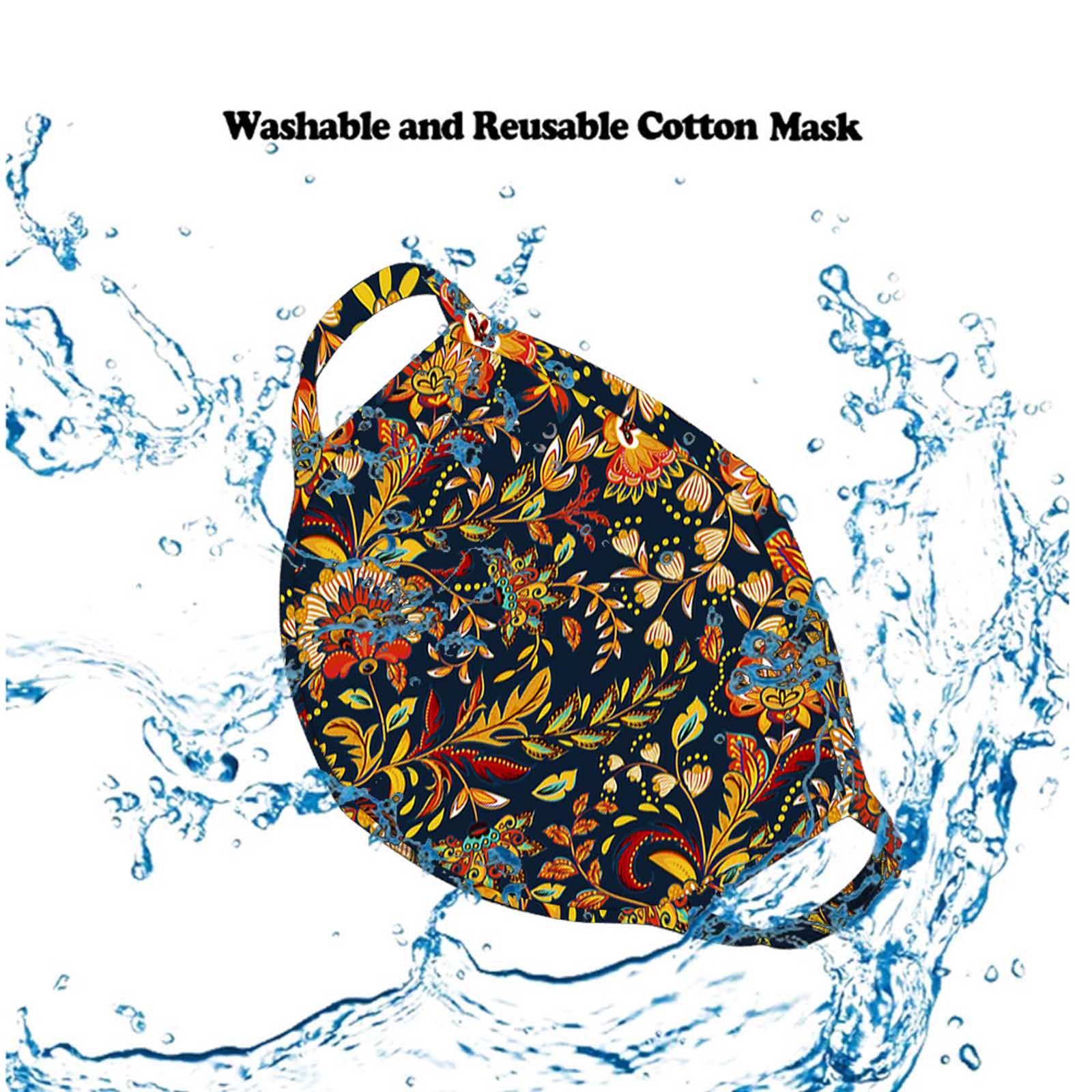 FCM-063  American Bling Multi Color Floral Print Cloth Face Mask 1Pcs
