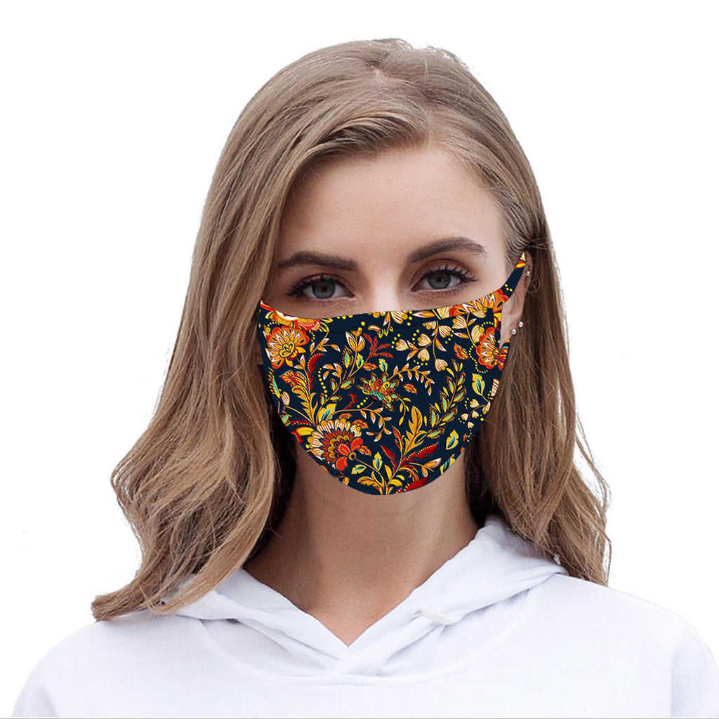 FCM-063  American Bling Multi Color Floral Print Cloth Face Mask 1Pcs