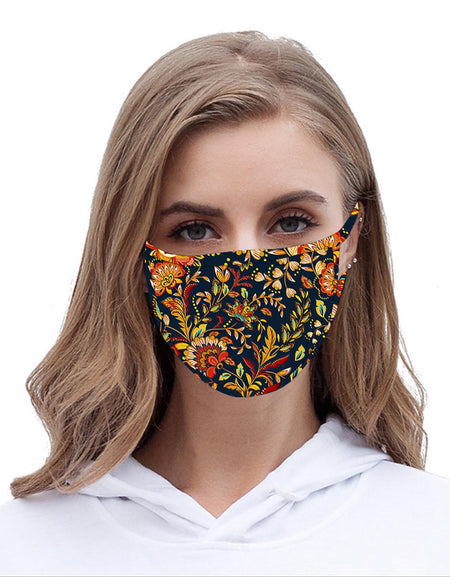 FCM-063  American Bling Multi Color Floral Print Cloth Face Mask 1Pcs