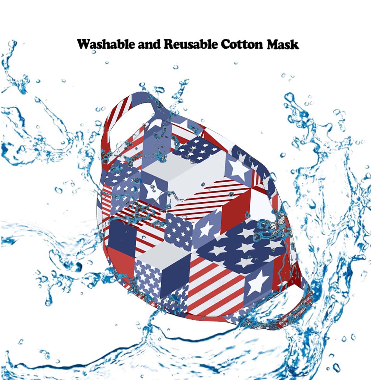 FCM-065 American Bling US Flag Collection Print Fabric Face Mask Double Layer -1Pcs