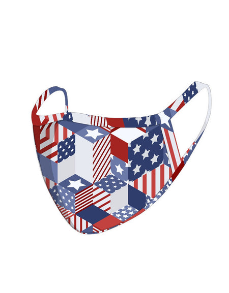 FCM-065 American Bling US Flag Collection Print Fabric Face Mask Double Layer -1Pcs