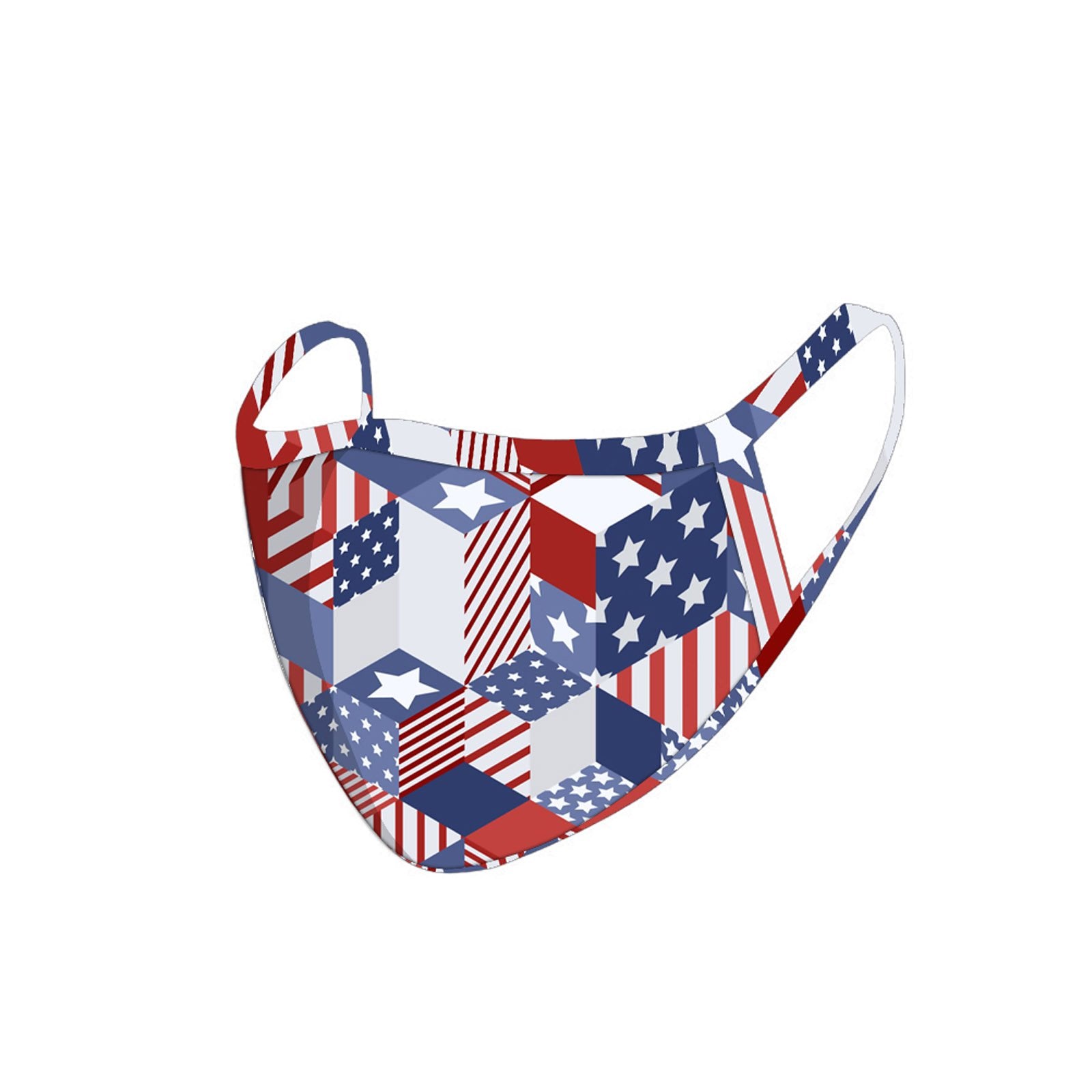 FCM-065 American Bling US Flag Collection Print Fabric Face Mask Double Layer -1Pcs