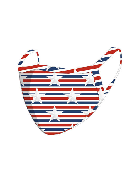 FCM-066 American Bling Stars & Stripes Print Fabric Face Mask Double Layer -1Pcs