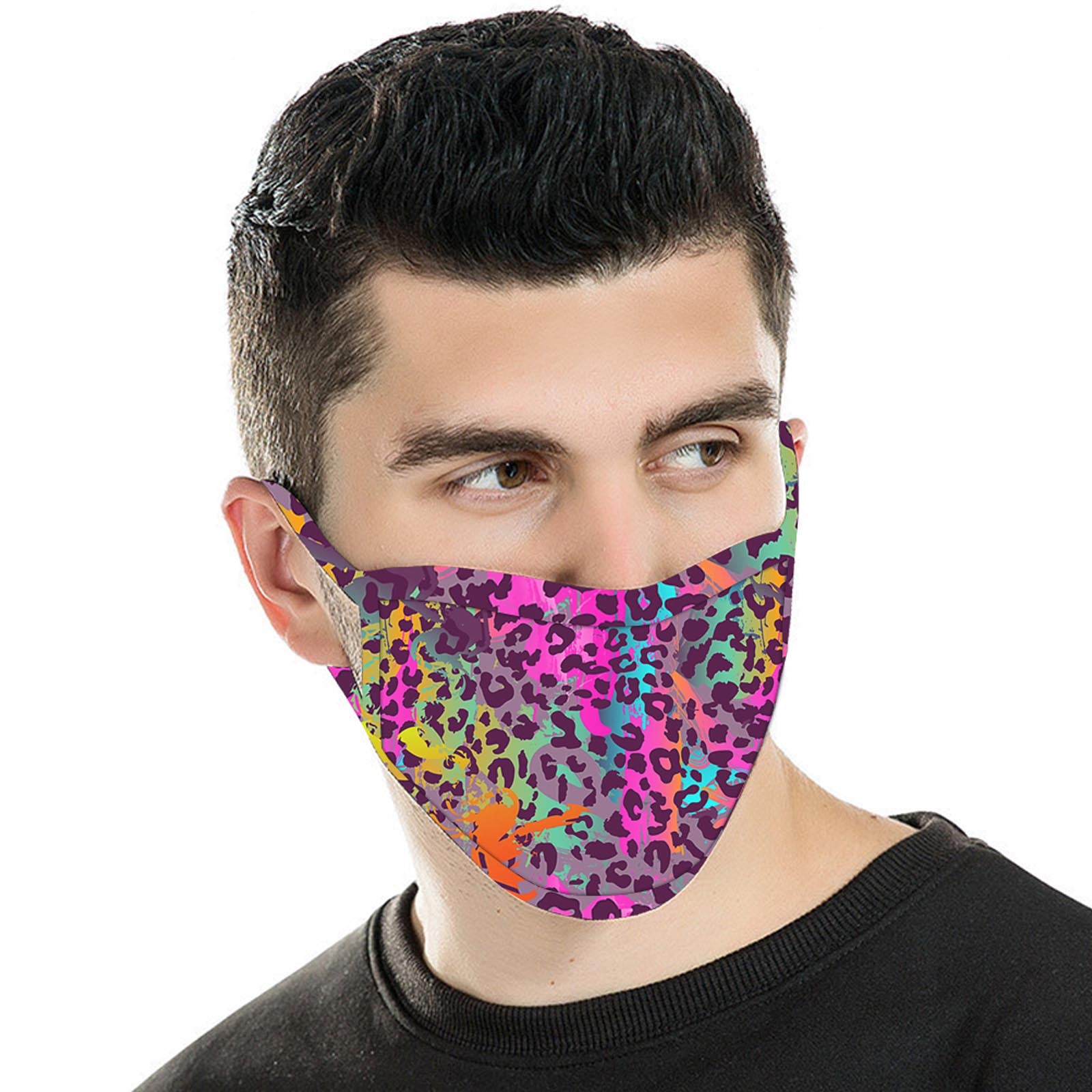 FCM-070  American Bling  Multi Color Leopard Print Cloth face Mask 1Pcs