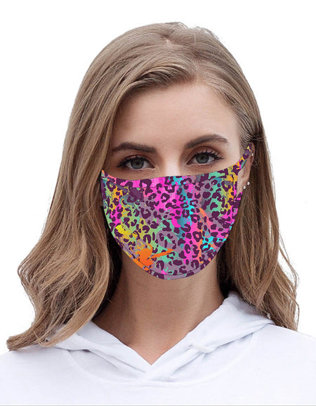 FCM-070  American Bling  Multi Color Leopard Print Cloth face Mask 1Pcs
