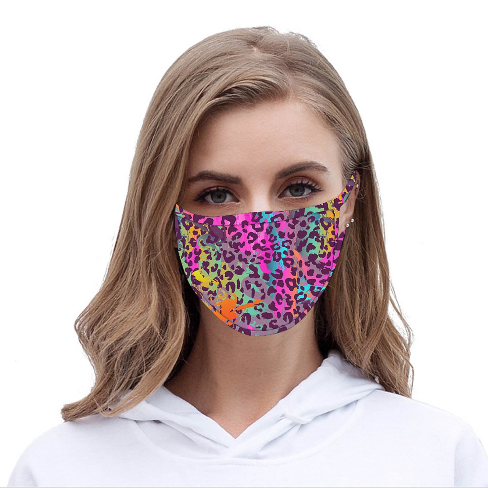 FCM-070  American Bling  Multi Color Leopard Print Cloth face Mask 1Pcs