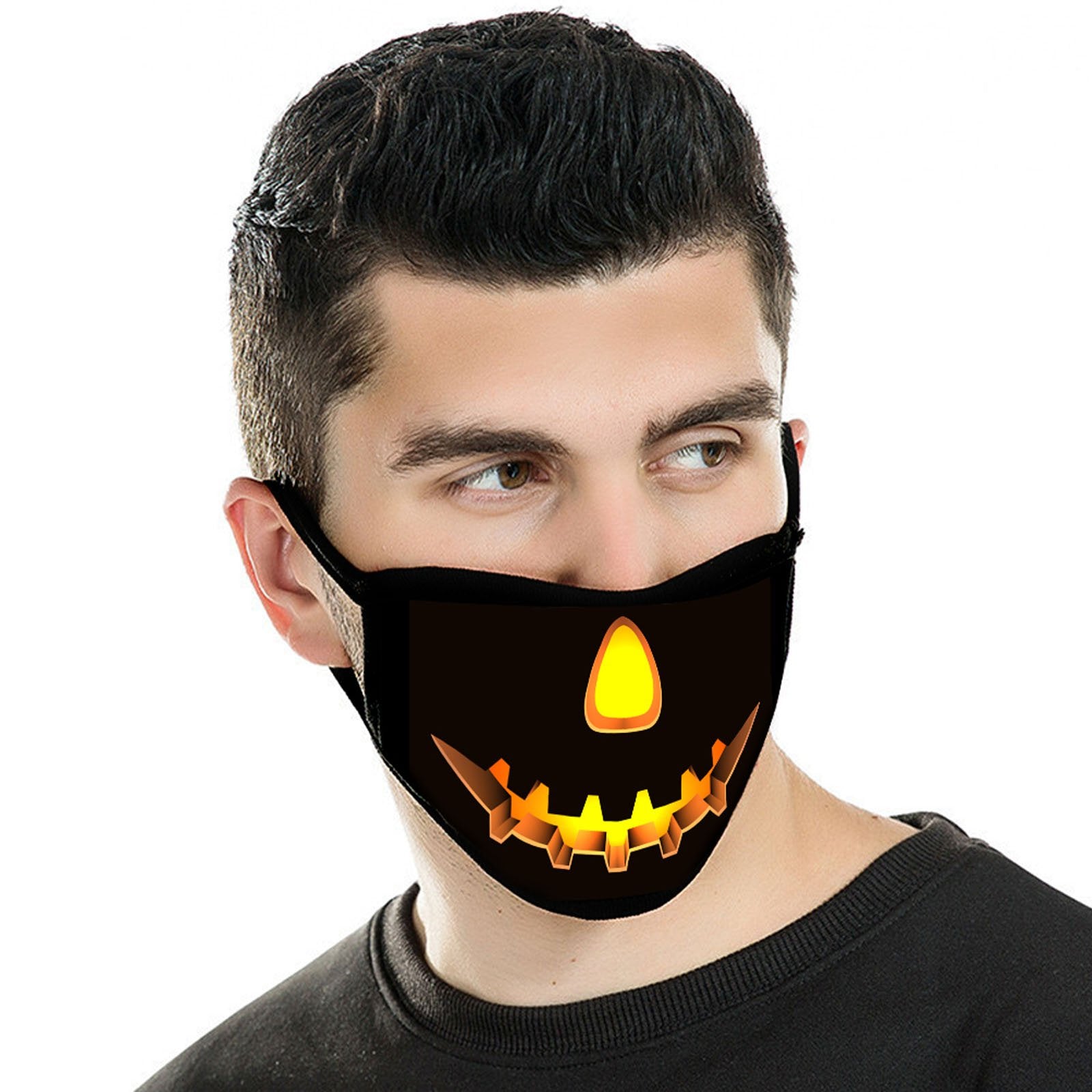 SFCM-071 Halloween Pumpkin Print Fabric Face Mask Double Layer 1PCS