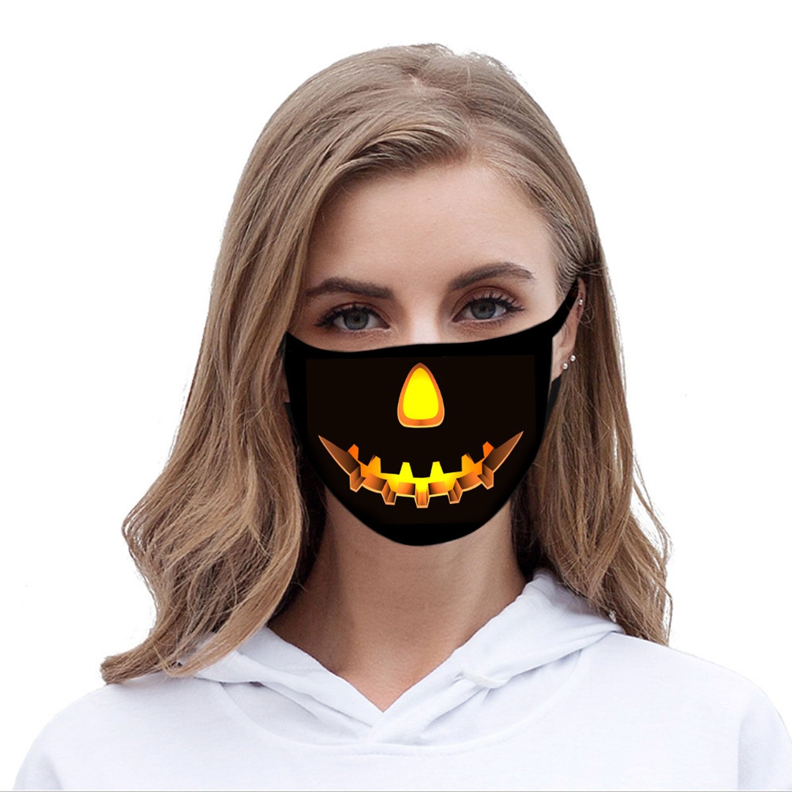 SFCM-071 Halloween Pumpkin Print Fabric Face Mask Double Layer 1PCS