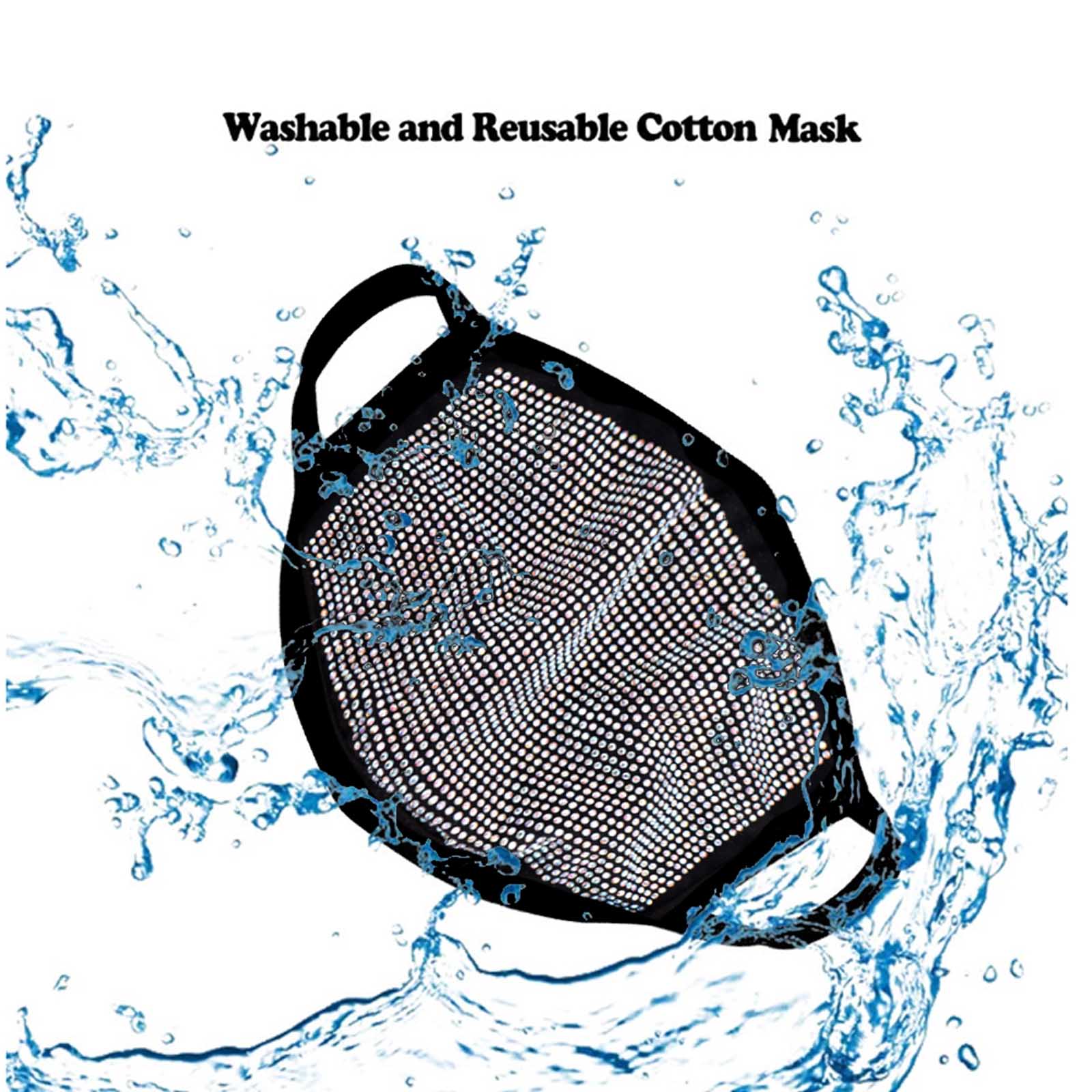 FCM-B103  American Bling White Bling Bling Fabric Mask Double Layer 1Pcs Set