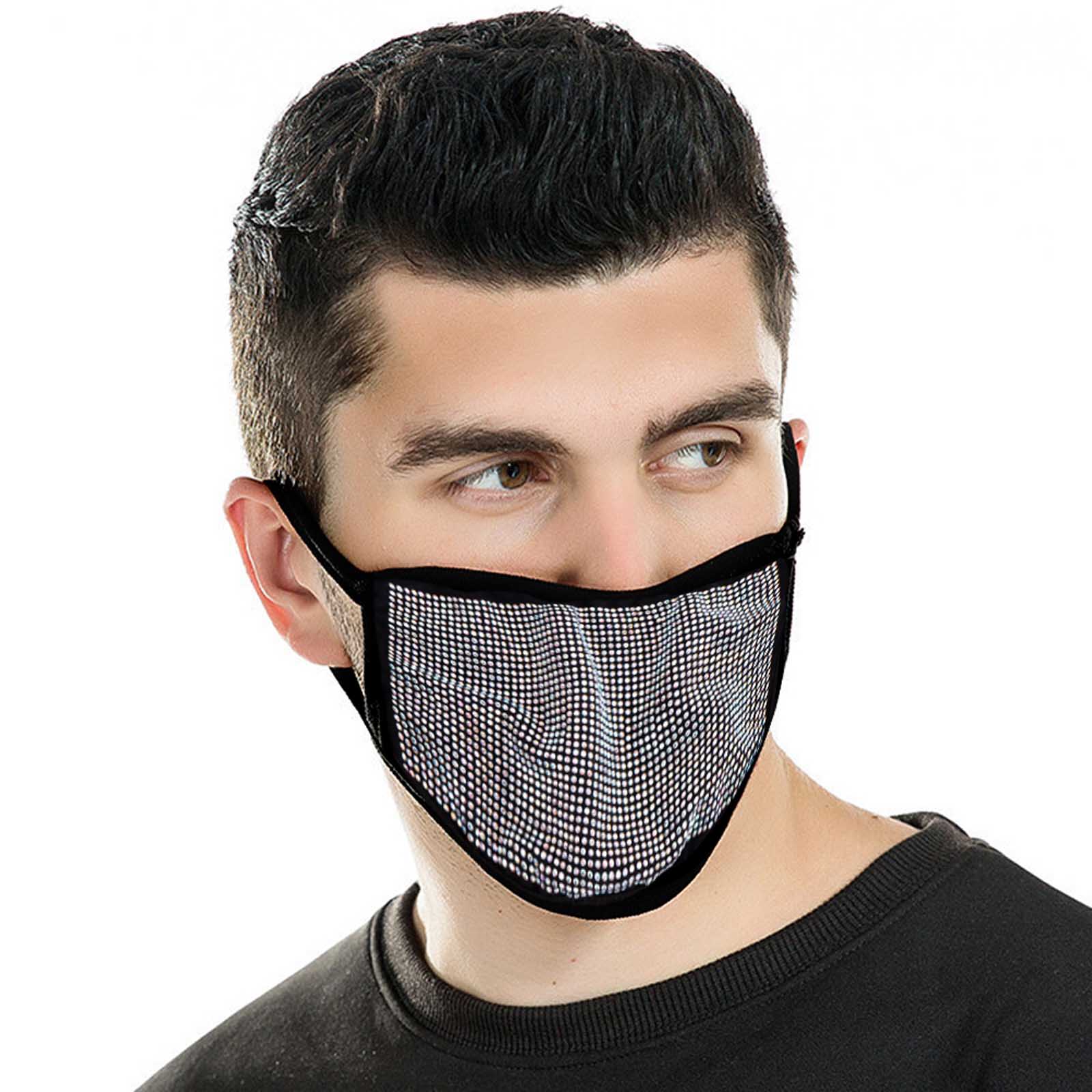 FCM-B103  American Bling White Bling Bling Fabric Mask Double Layer 1Pcs Set