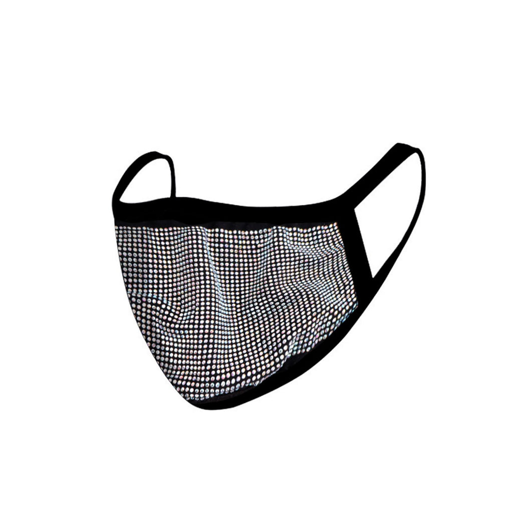 FCM-B103  American Bling White Bling Bling Fabric Mask Double Layer 1Pcs Set