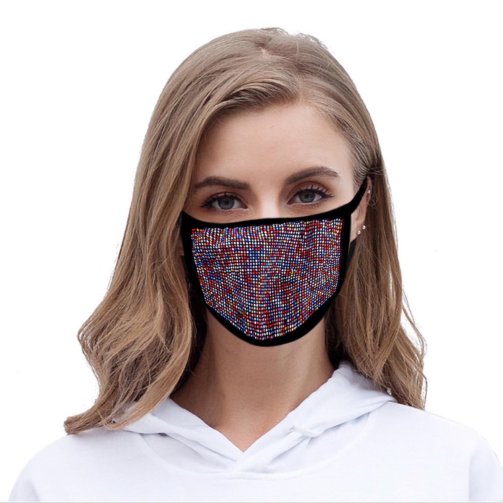 FCM-B104  American Bling Multi Color Bling Bling Fabric Mask Double Layer 1Pcs Set